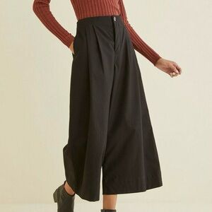 Kowtow Organic Cotton Atelier Culottes Wide Leg Pants, Black Canvas‎